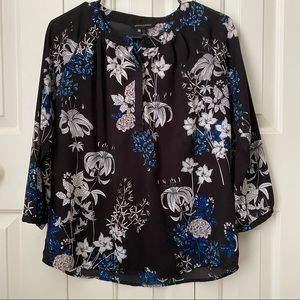 Banana Republic Black/Blue Floral Blouse